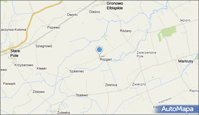 mapa Rozgart, Rozgart gmina Gronowo Elbląskie na mapie Targeo
